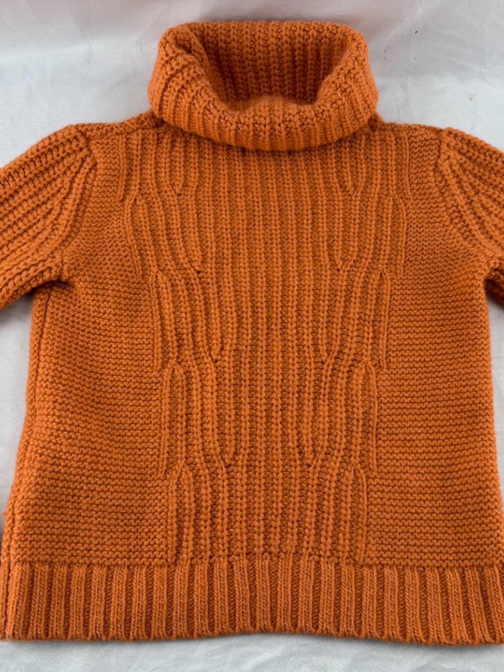 Banana Republic Orange Italian Yarn Chunky Knit Cowl Neck Sweater Size M - Picture 7 of 7